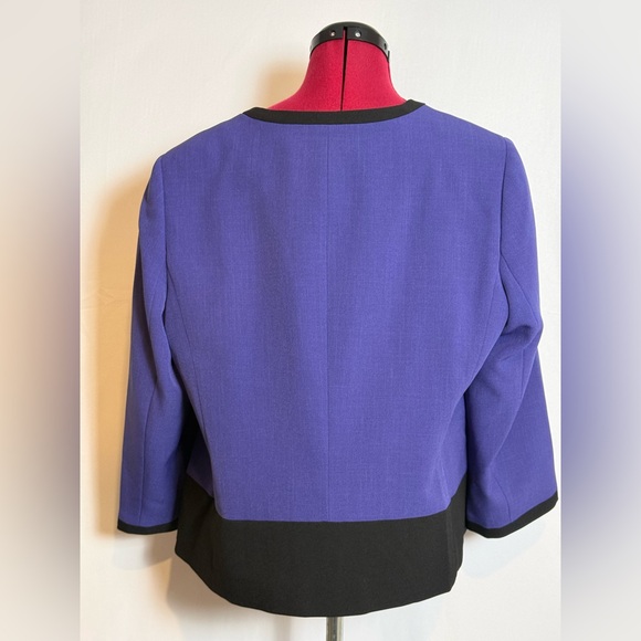 NWT Kasper Jacket Women's Size 14 Purple & Black Colorblock Open Front - Picture 4 of 14